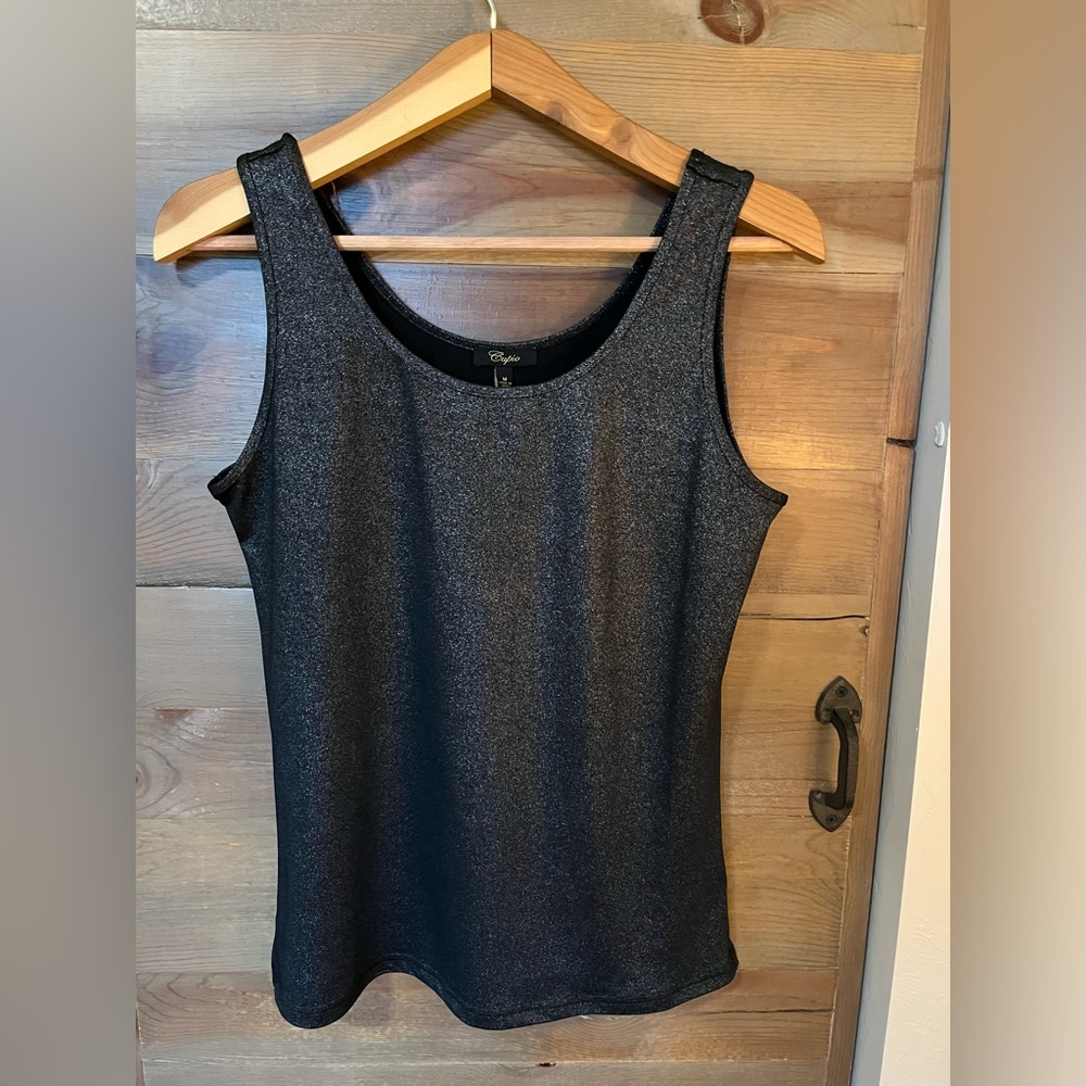 Cupio - Black Shimmer Stretch Tank Top – Classic Women's Top
